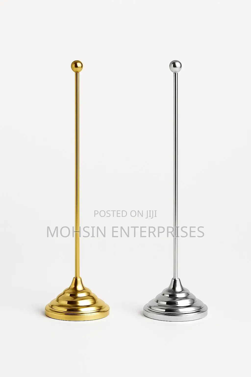 Elegant 12 Inch Gold/Silver Flag Stands With Stable Base