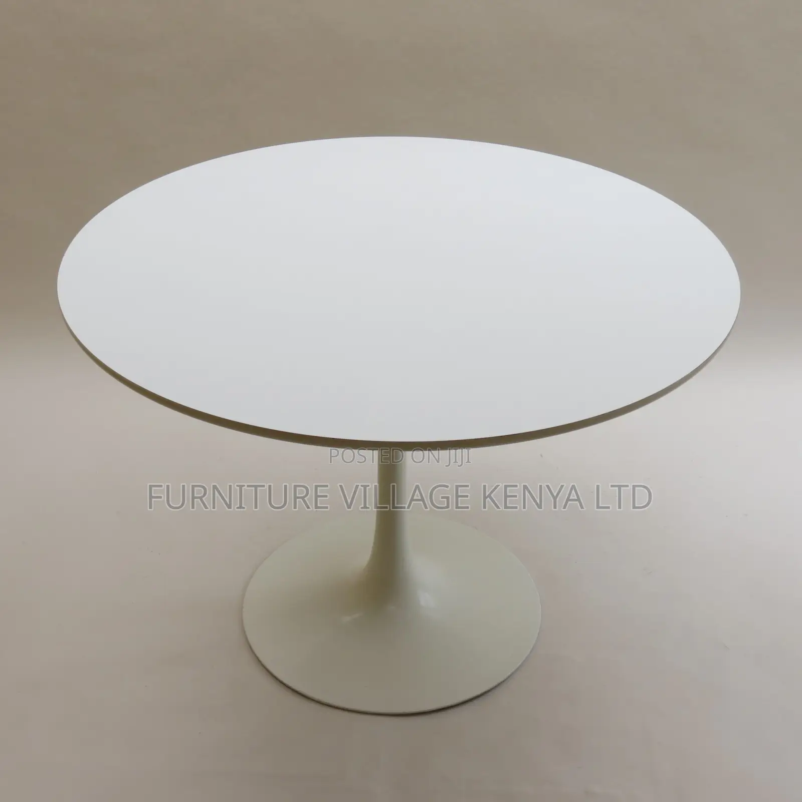 Office Table:Round Plain White Tulip Marble Table for Dining