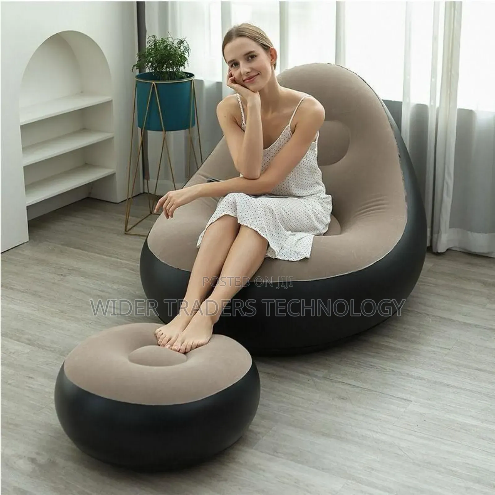 *Inflatable Deluxe Lounge Seat With Foot Rest & Free Pump