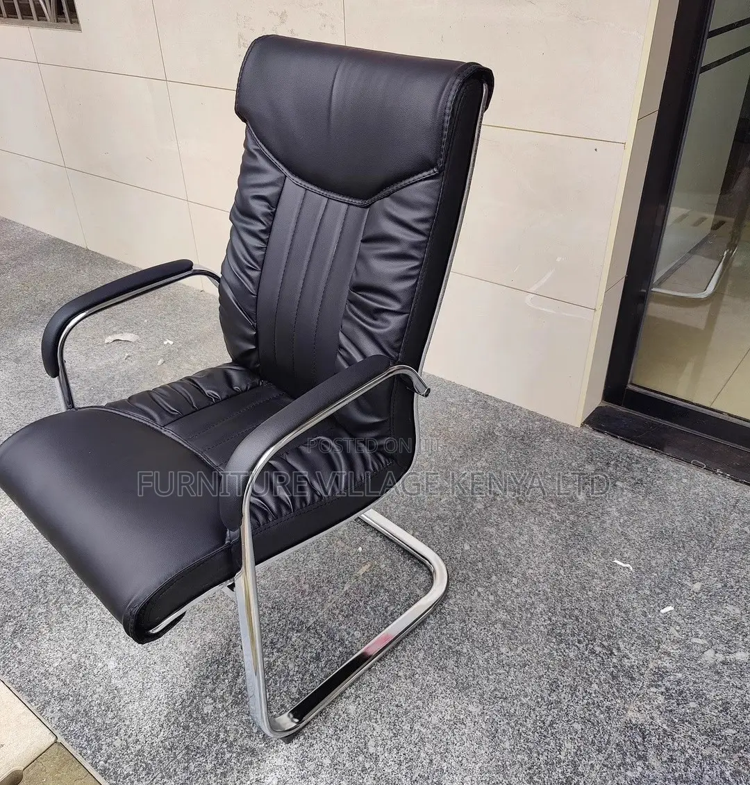 Office Chair: Ergonomic Pu Leather Visitor Chair-Fixed Legs