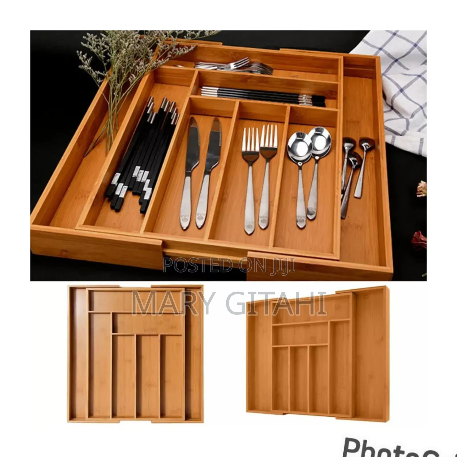 Multifunctional Bamboo Drawer Organizer