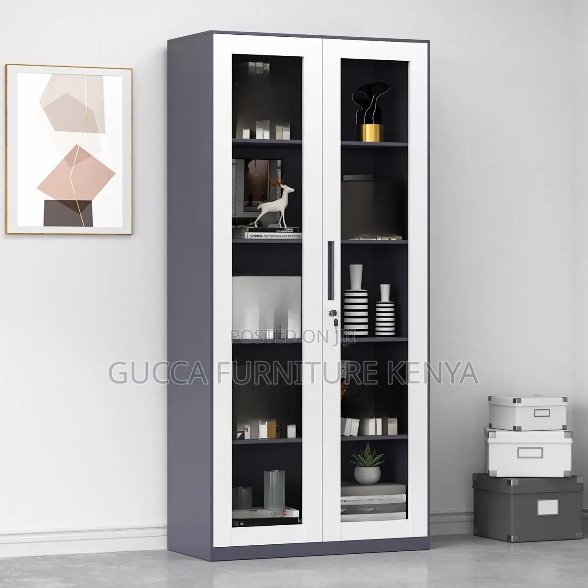 Cabinets: Modern Style Glass Front Document/File Cabinet