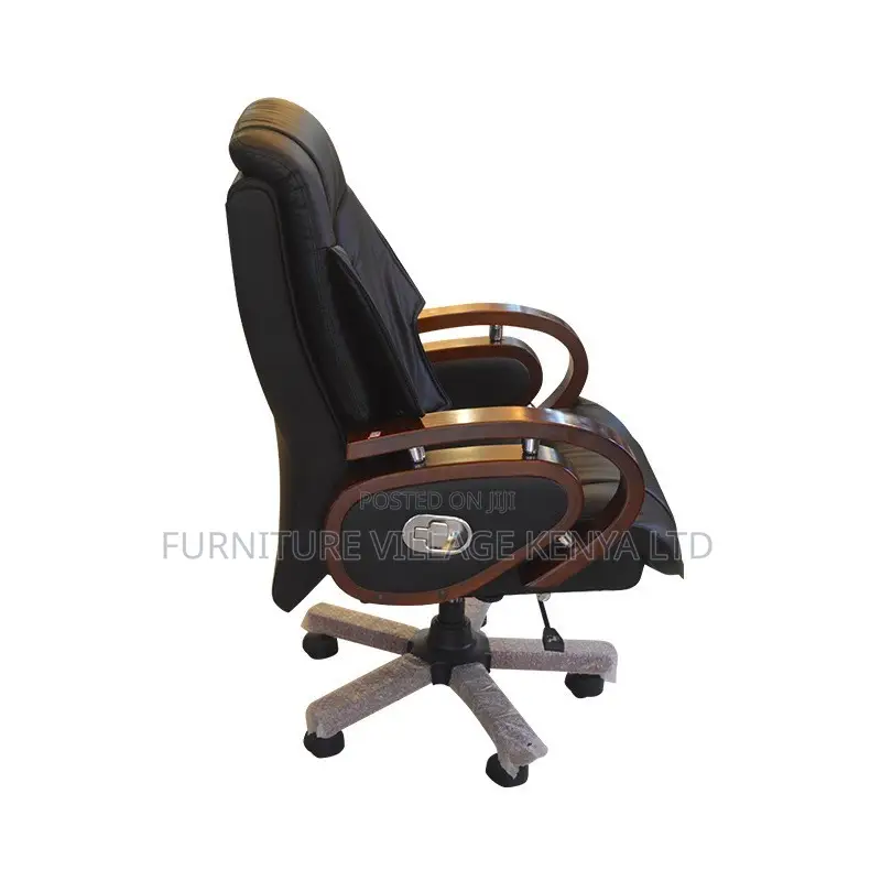 Office Chair:Classic Leather Solid Wood Lift Swivel Chair
