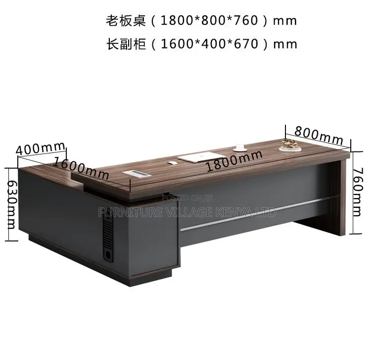 Office Desk: 1.8m Designer L-Shaped Corner Executive Table