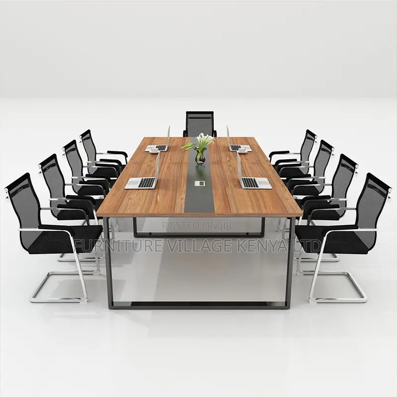 Office Table:2.4 Meters Minimalist Meeting Room Table-Brown