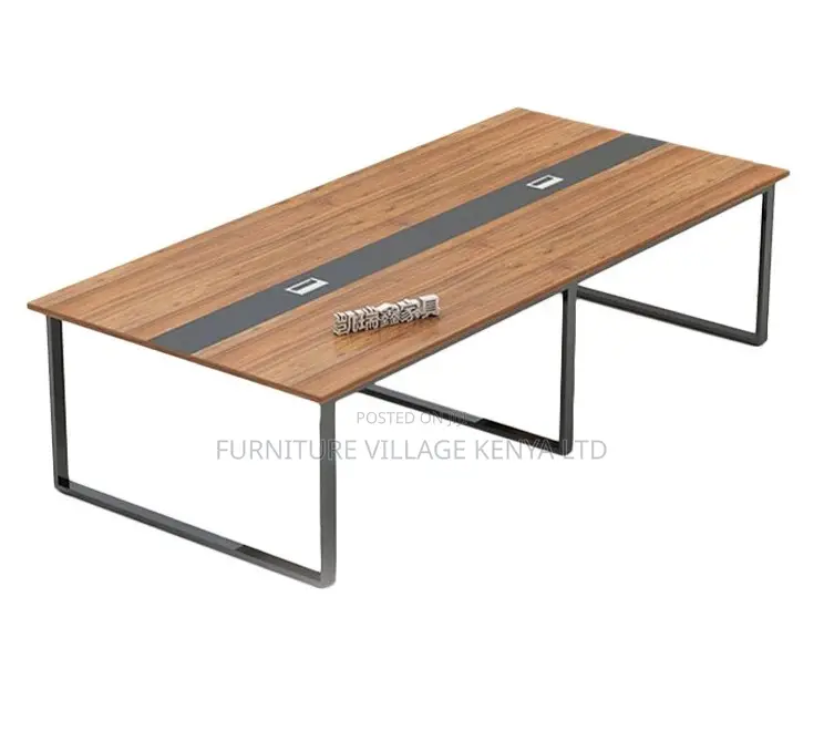 Office Table:2.4 Meters Minimalist Meeting Room Table-Brown