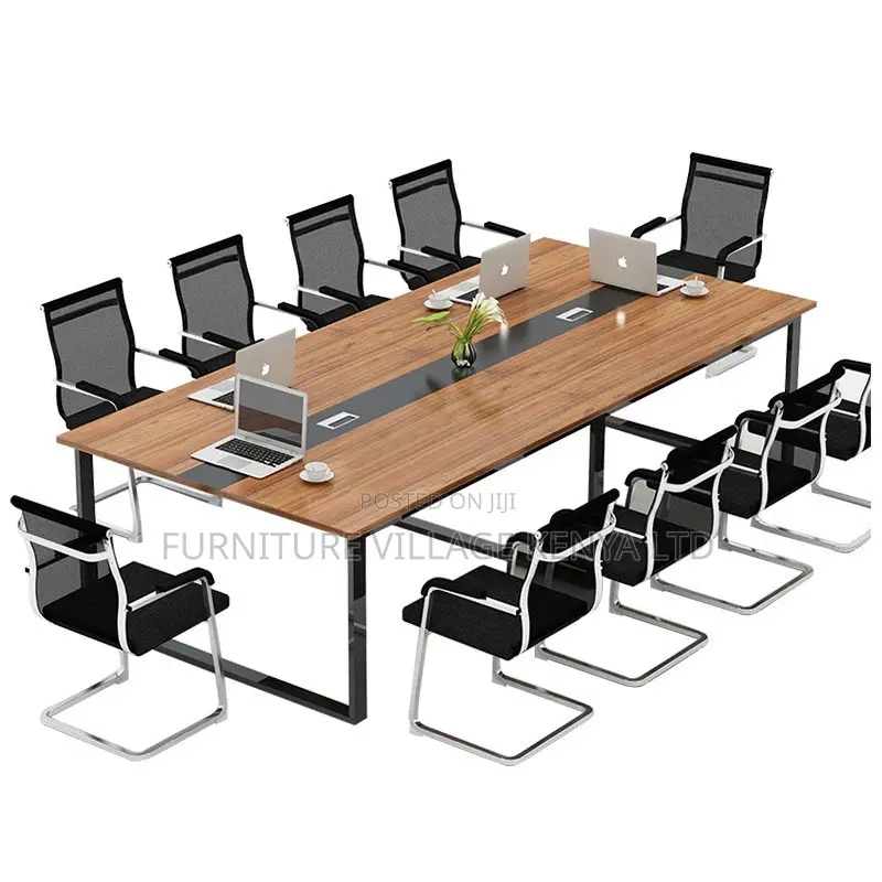 Office Table:2.4 Meters Minimalist Meeting Room Table-Brown