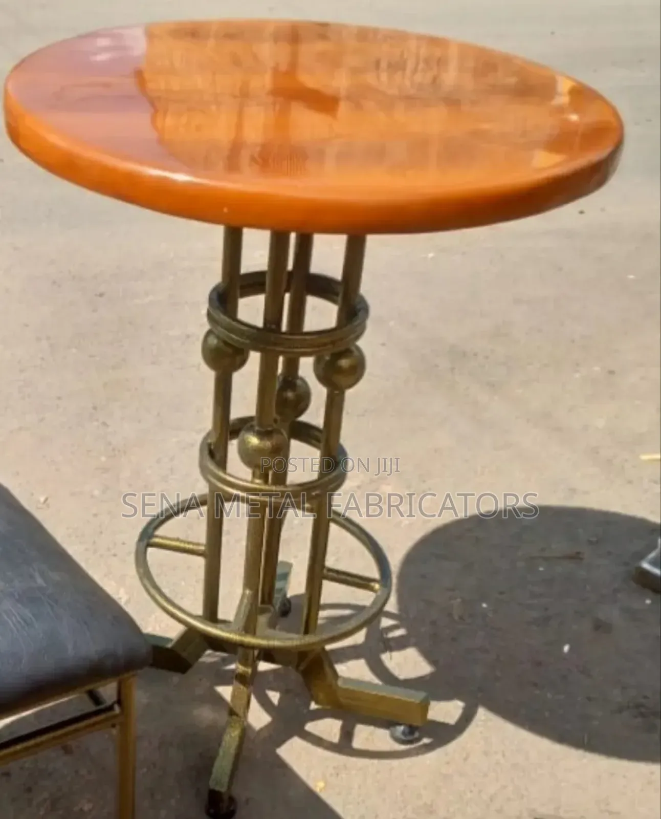 Restaurant Table With Wooden Top.