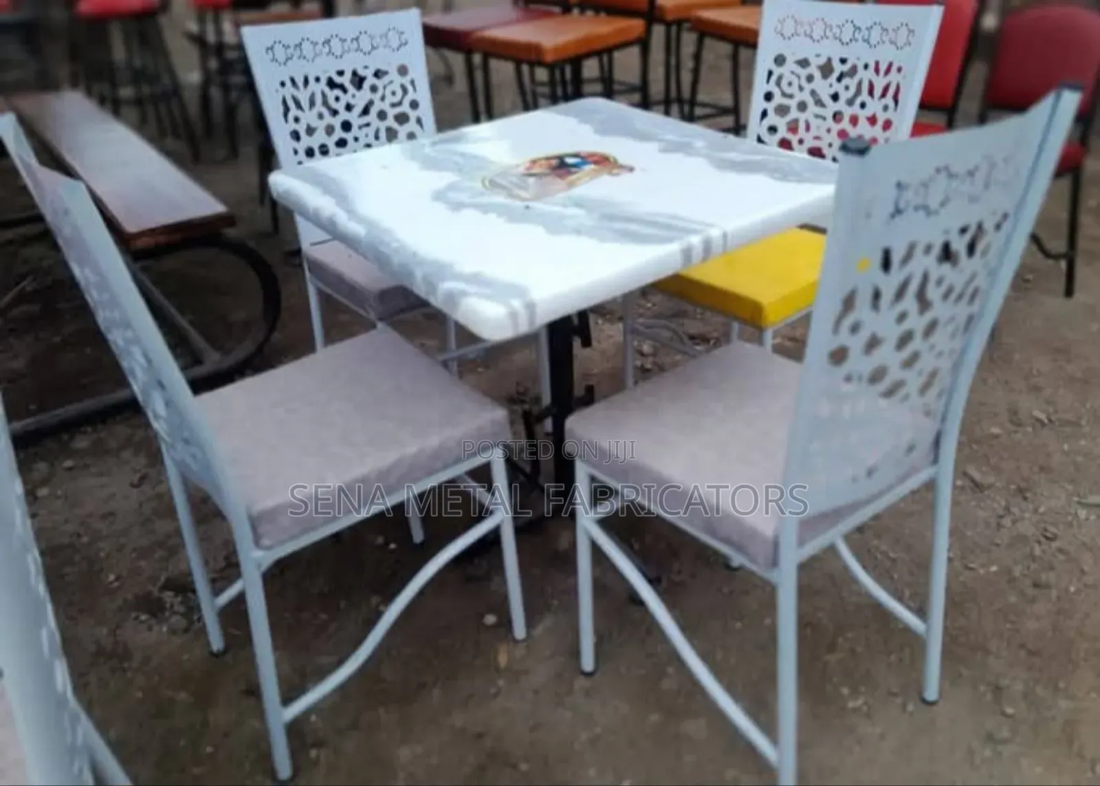 Restaurant Dining Set With Laser-Cut Backrest.