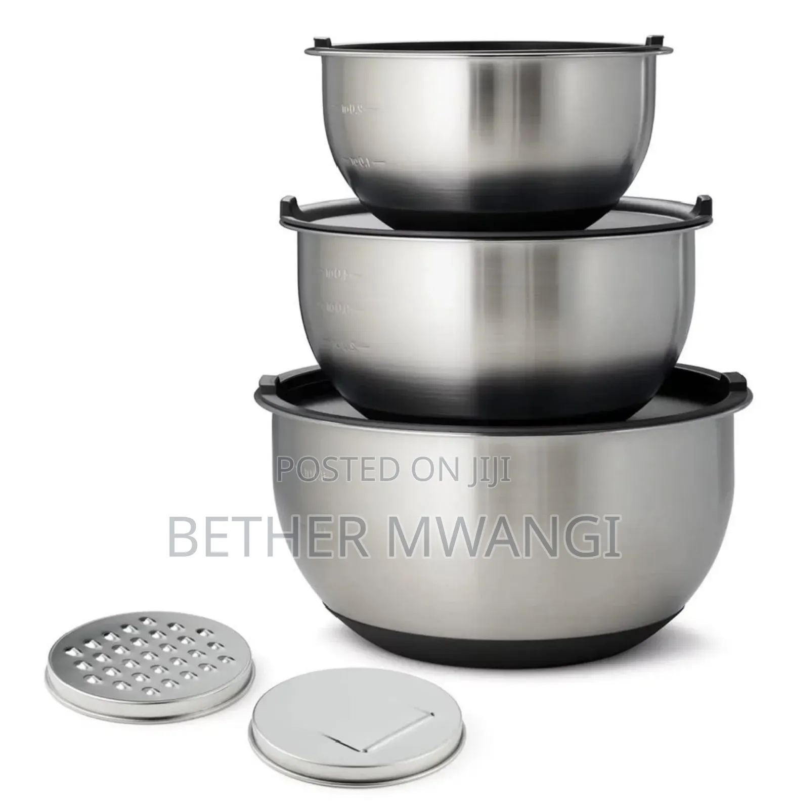 8 PCS Stainless Steel Mixing Bowl Grater Set With Lids.