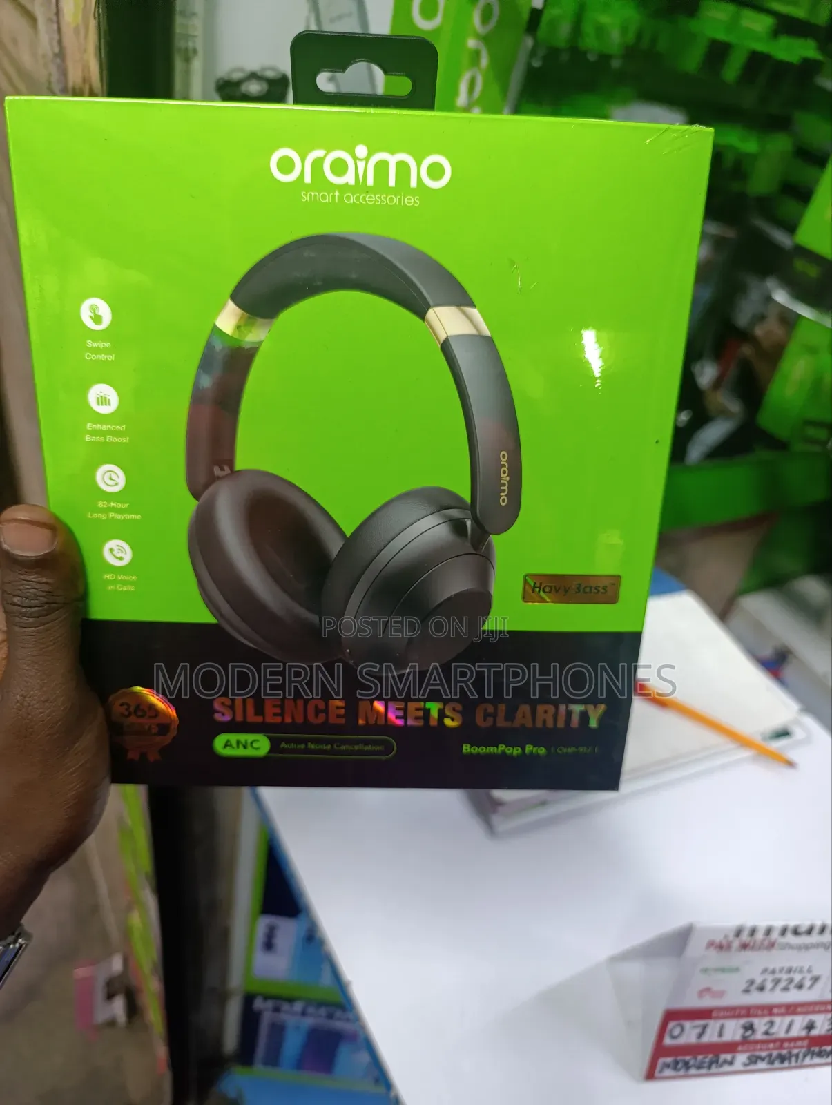 Oraimo Boompop Pro Anc 82-hr Playtime Over-ear Headphones