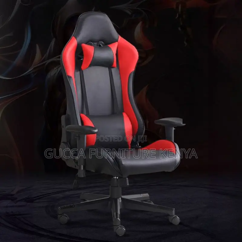 Chairs: Red Ergonomic Design Recliner Gamer Padded Chair