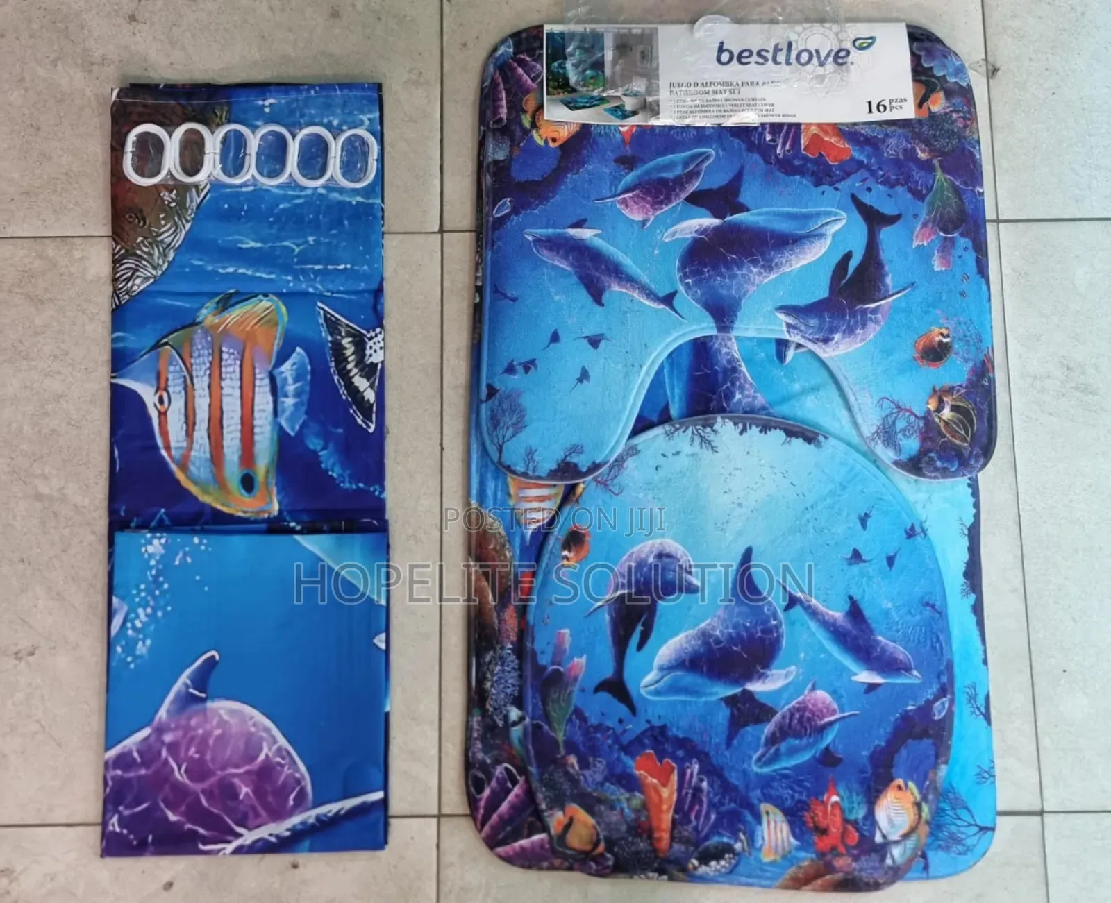 Bathroom Woolen Mat Plus Shower Curtain