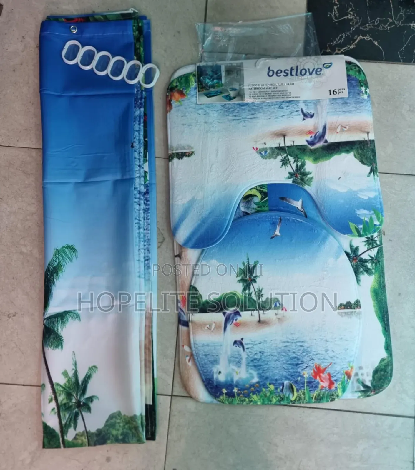 Bathroom Woolen Mat Plus Shower Curtain
