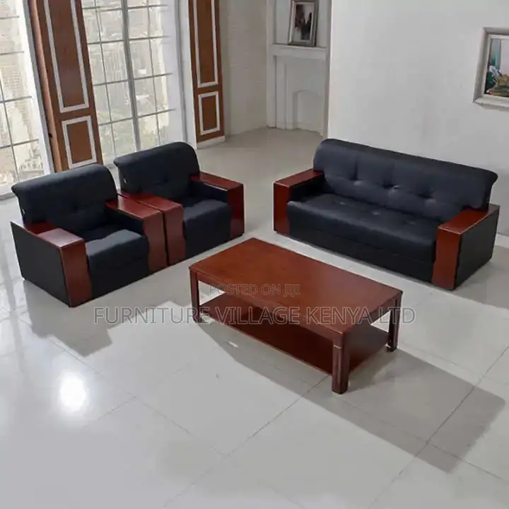 Sofas:Five-Seater Modular Wood Frame Boss Office Sofa Set