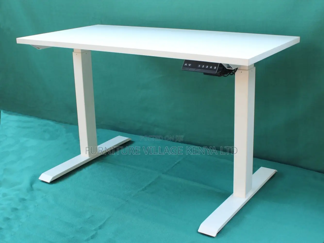 Office Desk: Electric Sit-Stand Powered Desk -Steel Stand