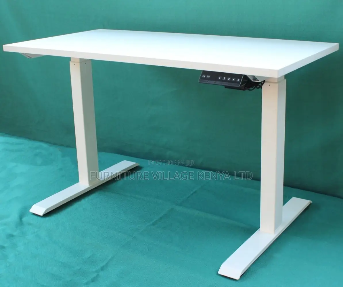 Office Desk: Electric Sit-Stand Powered Desk -Steel Stand