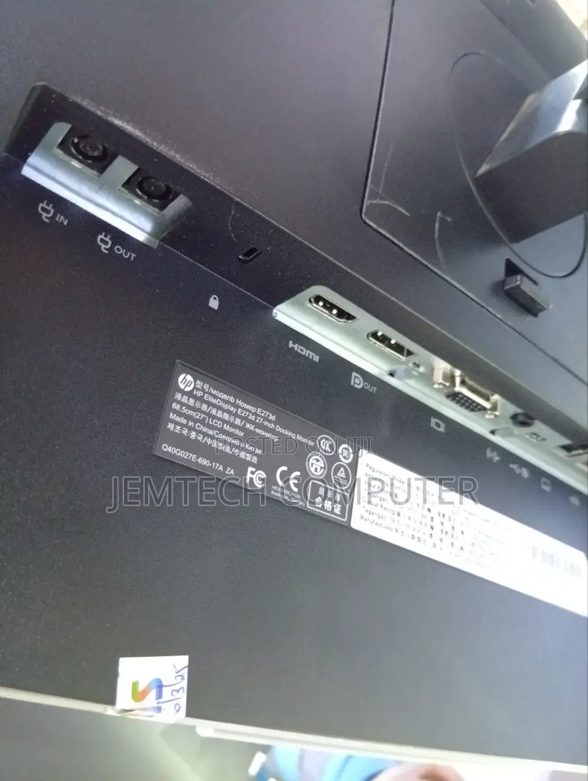Hp Elite Display E273d 27" Edge to Edge Docking Monitor