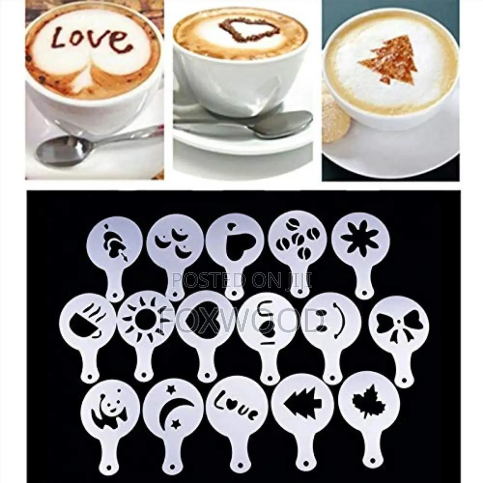 A Set of 16 Coffee Stencils Designed for Creating Latte Art