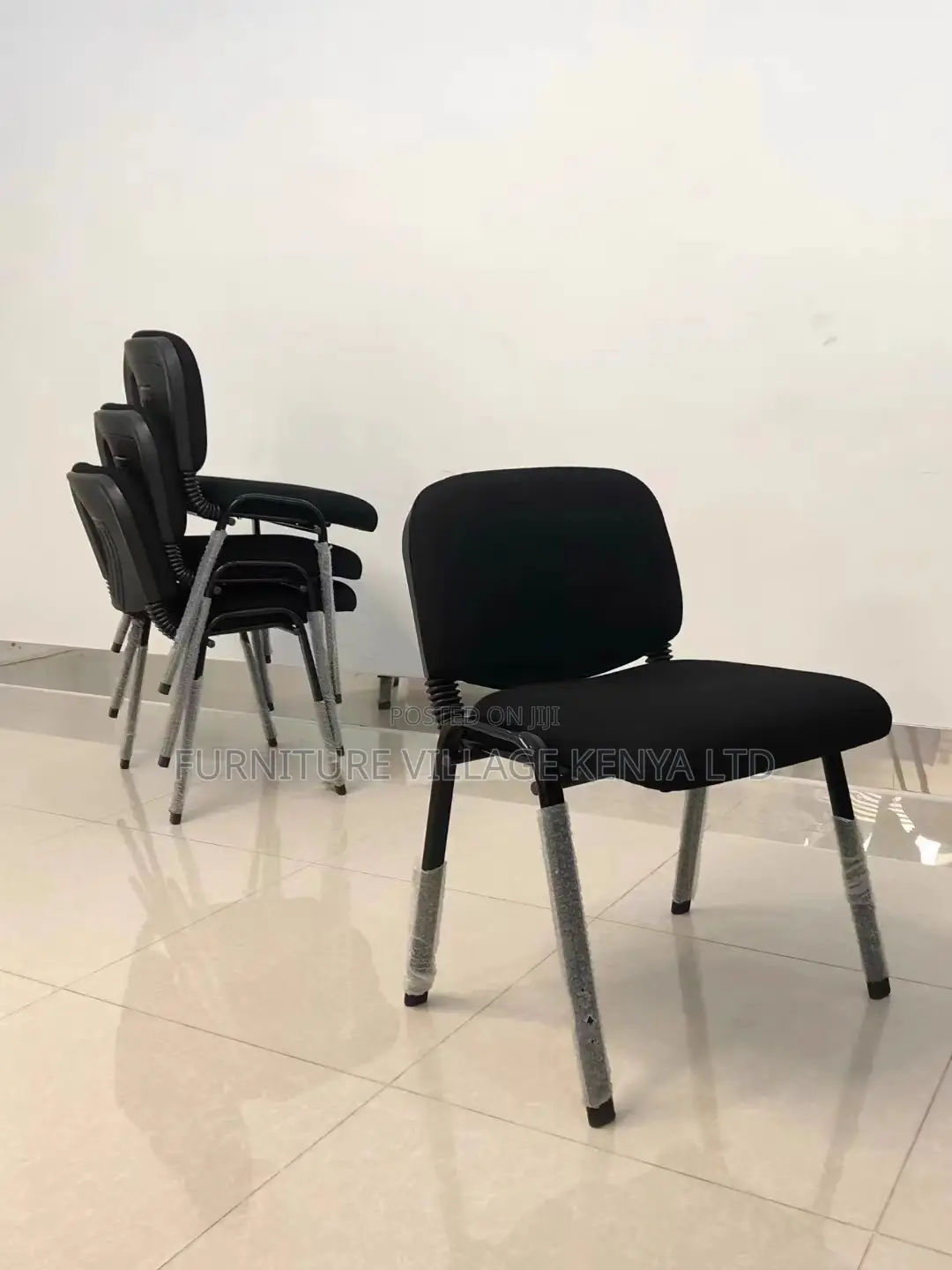 Office Chair: Cantilever Solid Fabric Armless Board Chair