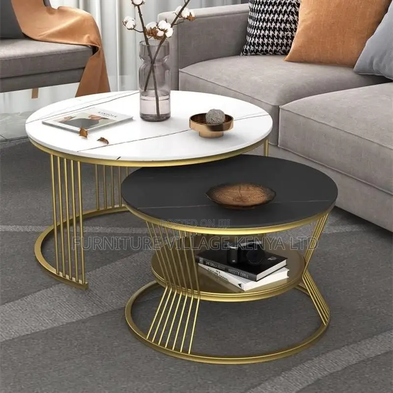 Coffee Table: Modern Classy Marble Top Coffee Table-Set