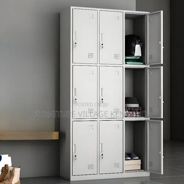 Cabinets: Nine-Door Locker Durable Iron Filling Cabinet