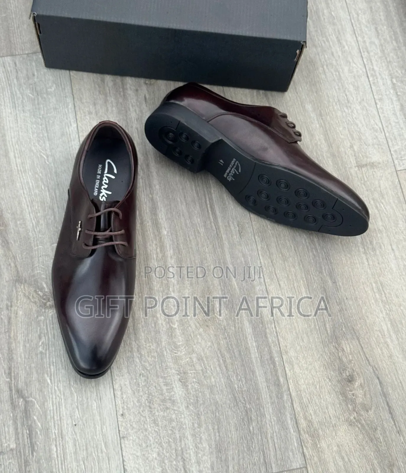 Official Leather Clarks Shoes Dark Brown in Color