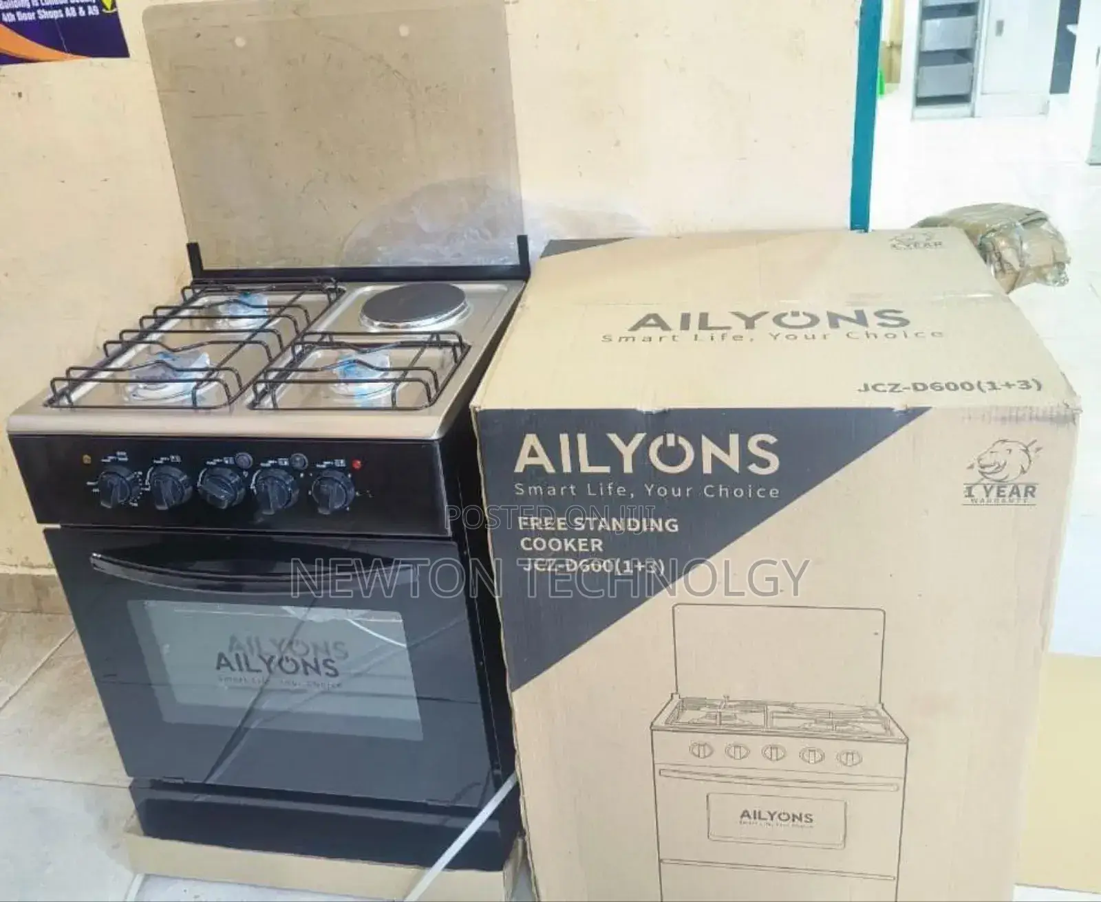 Ailyons Cooker 3 Gas + 1 Electric 60*60 Standing Cooker