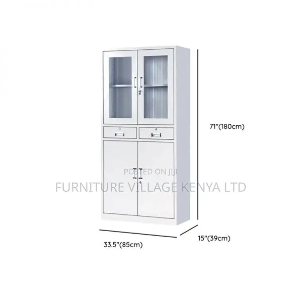 Cabinets:2-Door Steel Glass Doors Storage Office Cabinet