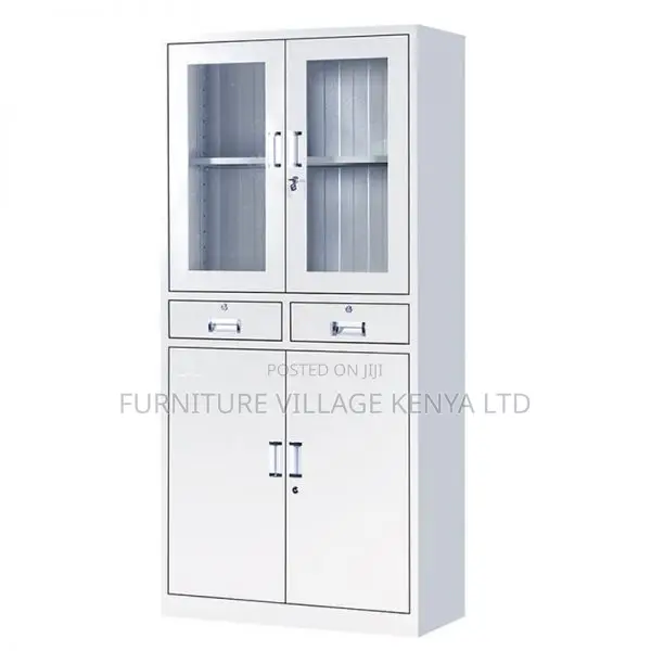 Cabinets:2-Door Steel Glass Doors Storage Office Cabinet