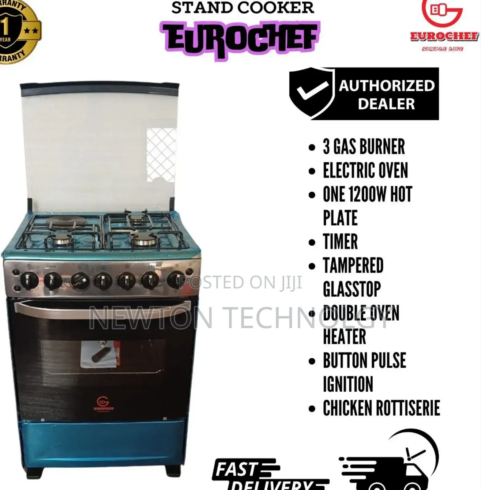 Eurochef 3 G +1 E Cooker With Electric 60*65