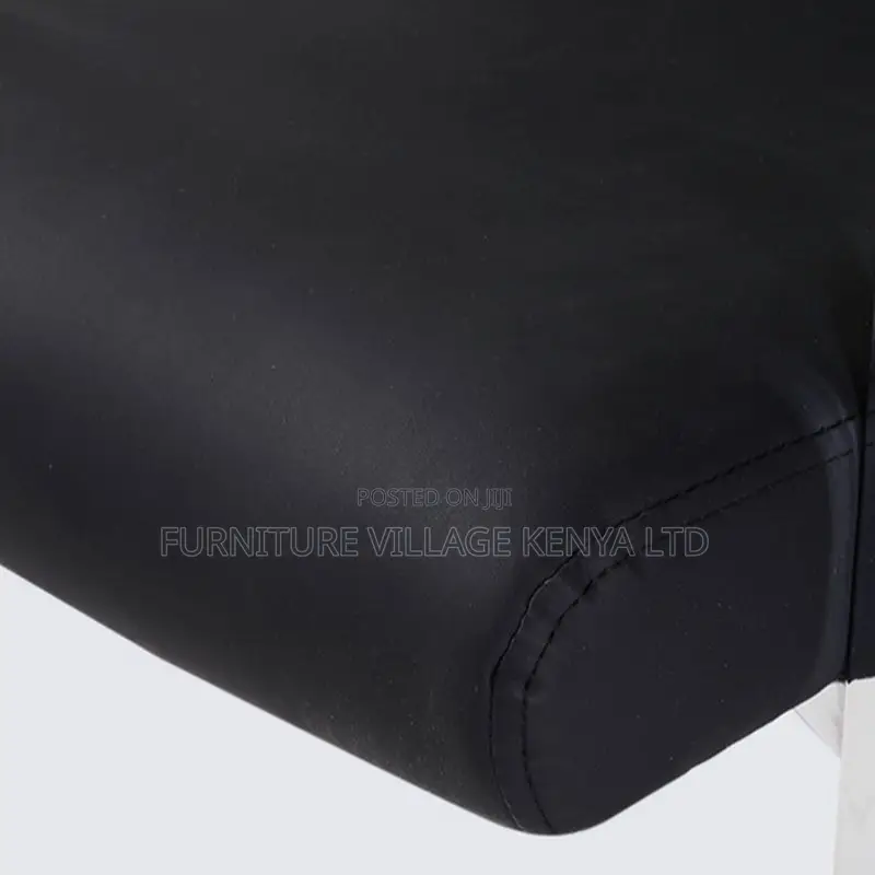 Office Chair: Leather Black Fixed Padded Arms Office Chair