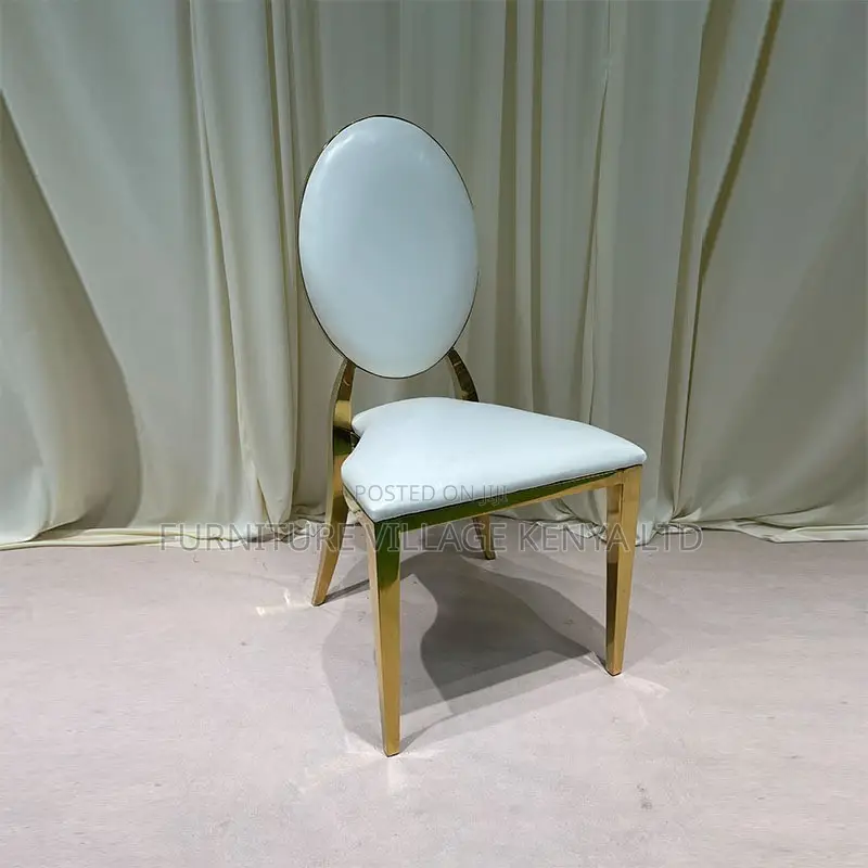 Dining Chair:Golden Stainless Steel Dining Leather Chair