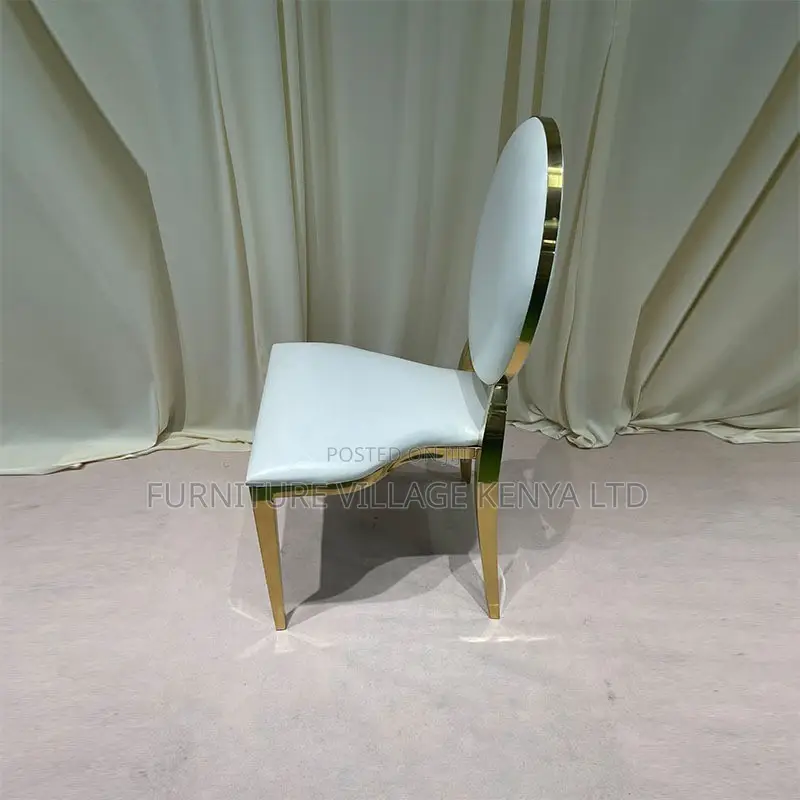 Dining Chair:Golden Stainless Steel Dining Leather Chair