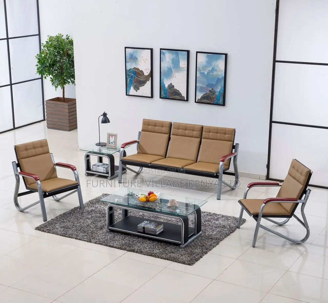 Office Sofa: 5-Seater Visitor Station Bank Public Sofa Set