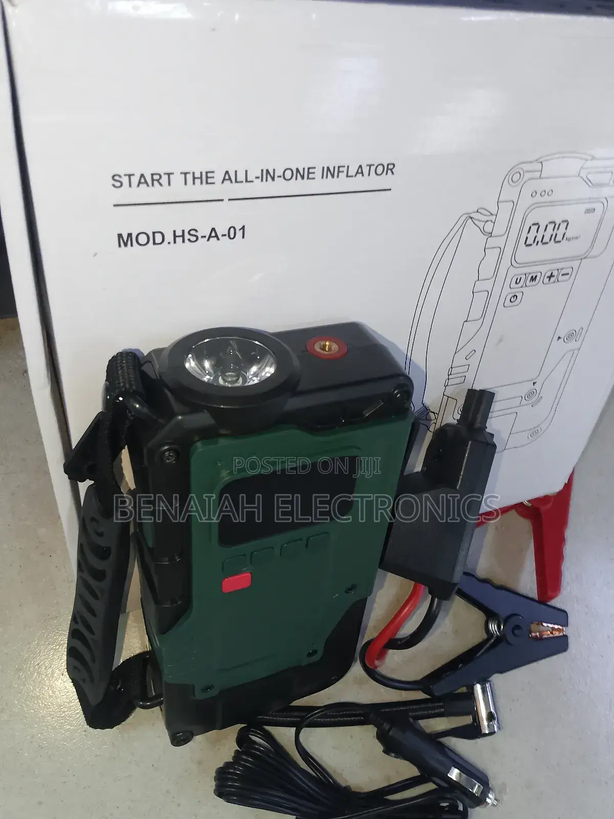 Great Car Jump Starter With Inflator Torch , Phone Charger