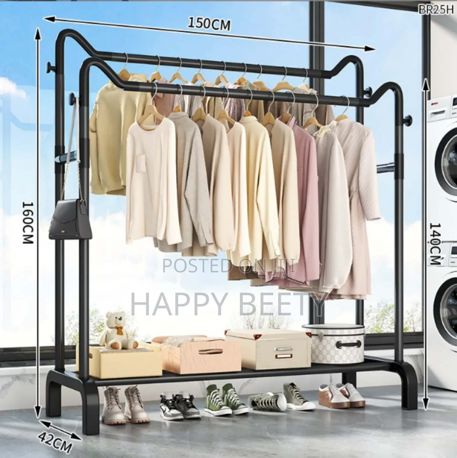 Double Pole Garment Cloth Rack