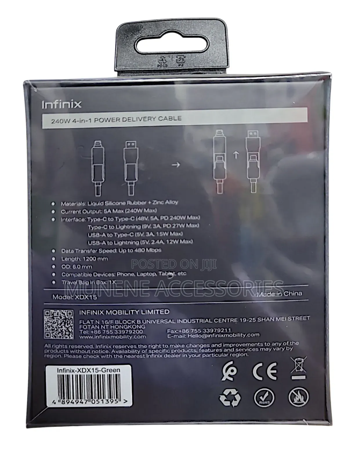 Infinix 240w Usb C - Usb Type C Pd Cable 4in1- Data Transfer