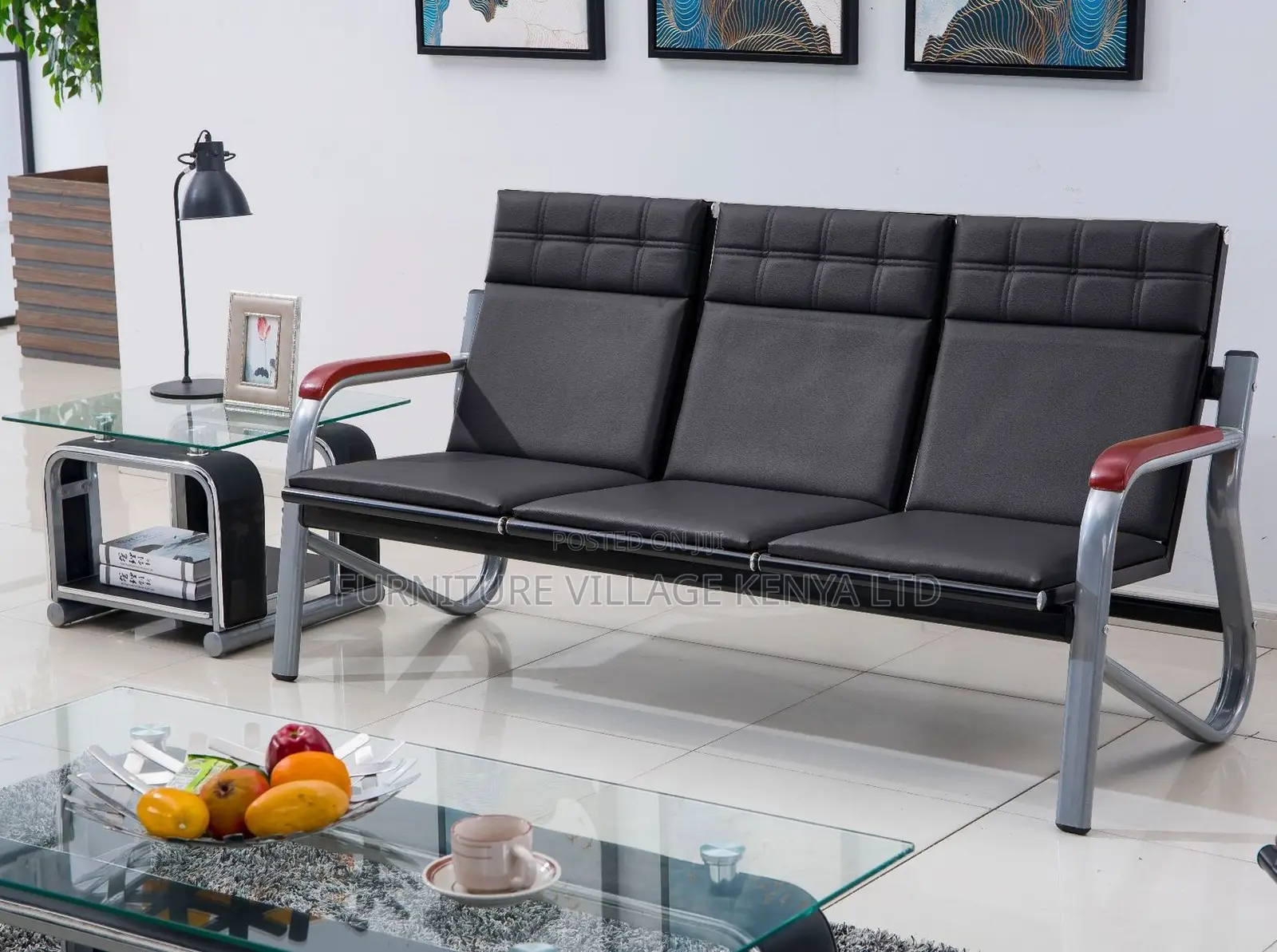 Office Sofa:5-Seater Office Waiting Sofa Set in the Lobby