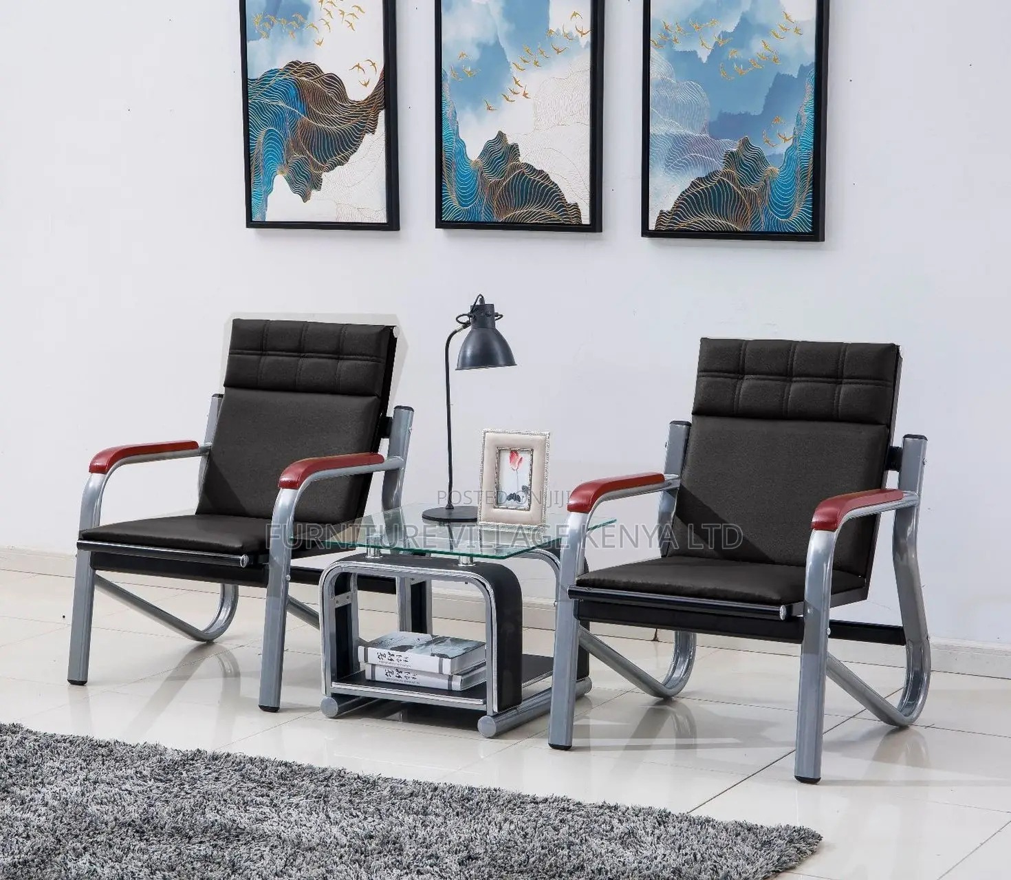 Office Sofa:5-Seater Office Waiting Sofa Set in the Lobby