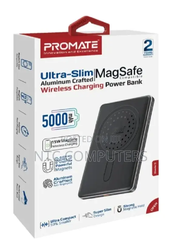 Promate 5000mah Ultra-Slim Aluminum Crafted Magsafe Compati