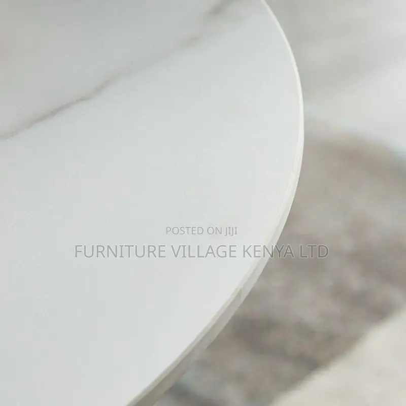 Dining Table: White Circular Marble Dining Area Office Table