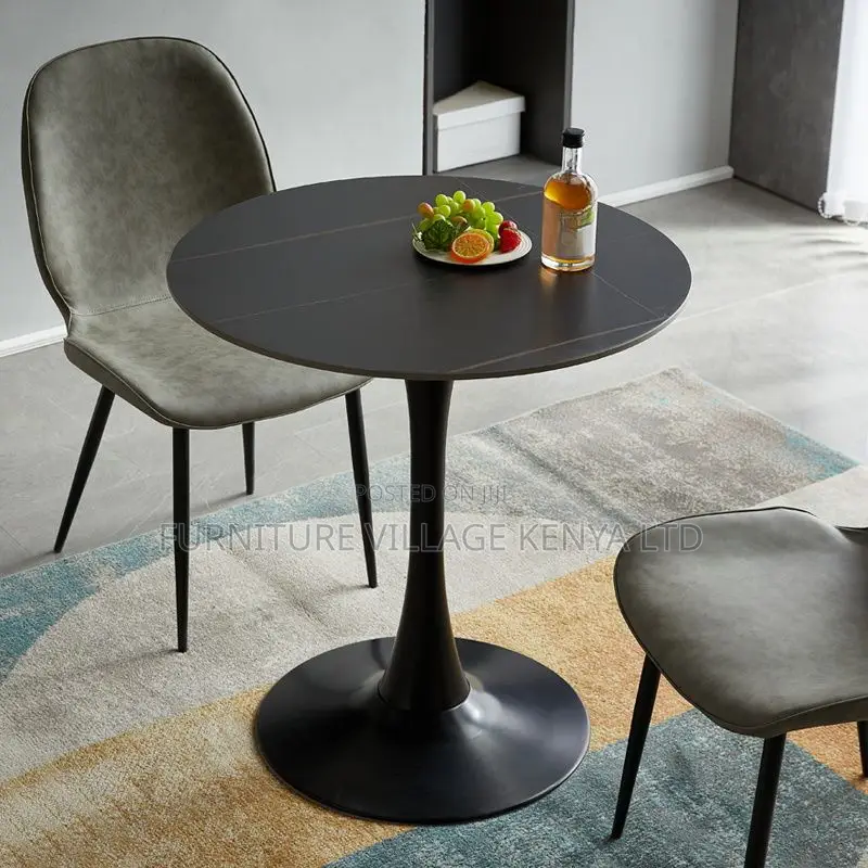 Dining Table: White Circular Marble Dining Area Office Table