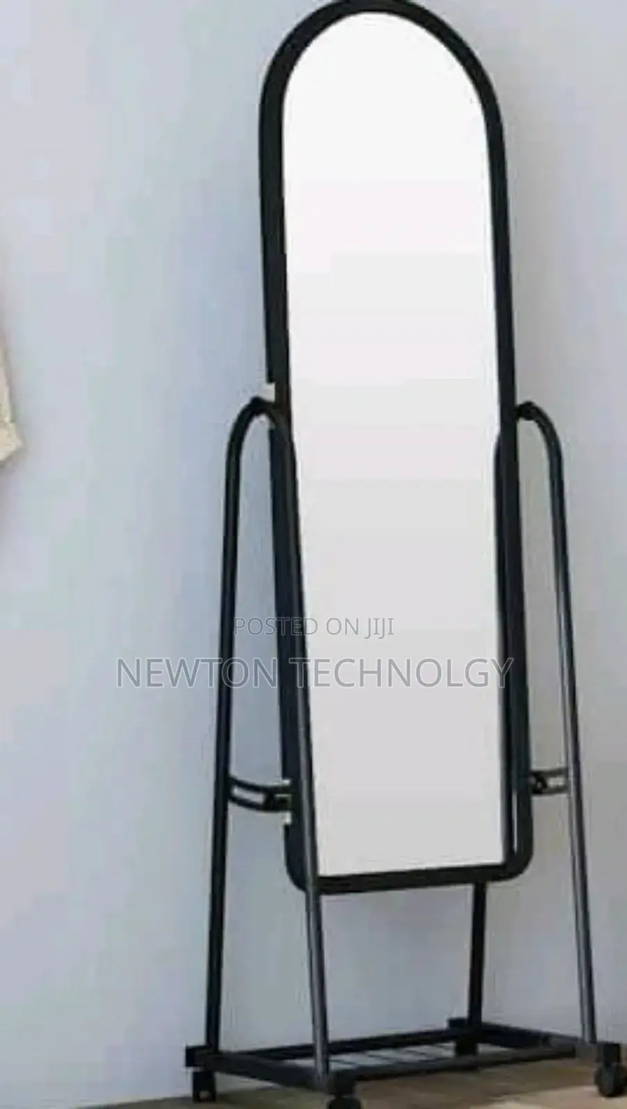 Black Full Length Dressing Mirror With Wheels And Shoes Rack