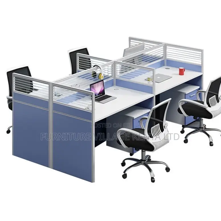 Workstations: 4 People Simple Modern Staff Workstation Desk