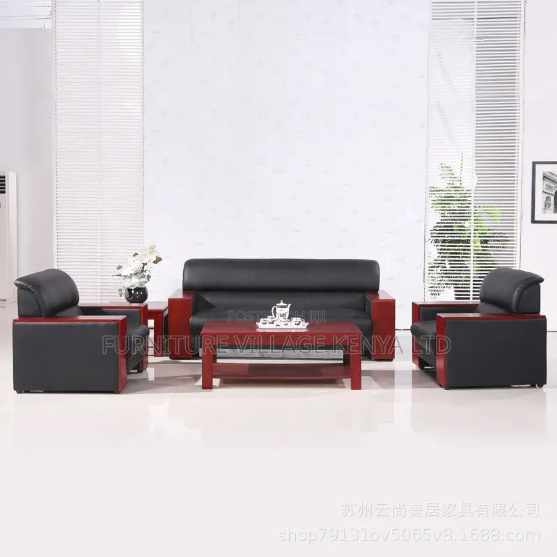 Office Sofa: Modular 5-Seat Pu Leather Executive Lobby Sofa