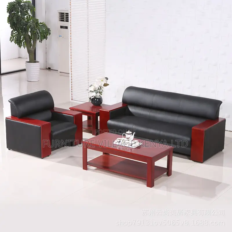 Office Sofa: Modular 5-Seat Pu Leather Executive Lobby Sofa