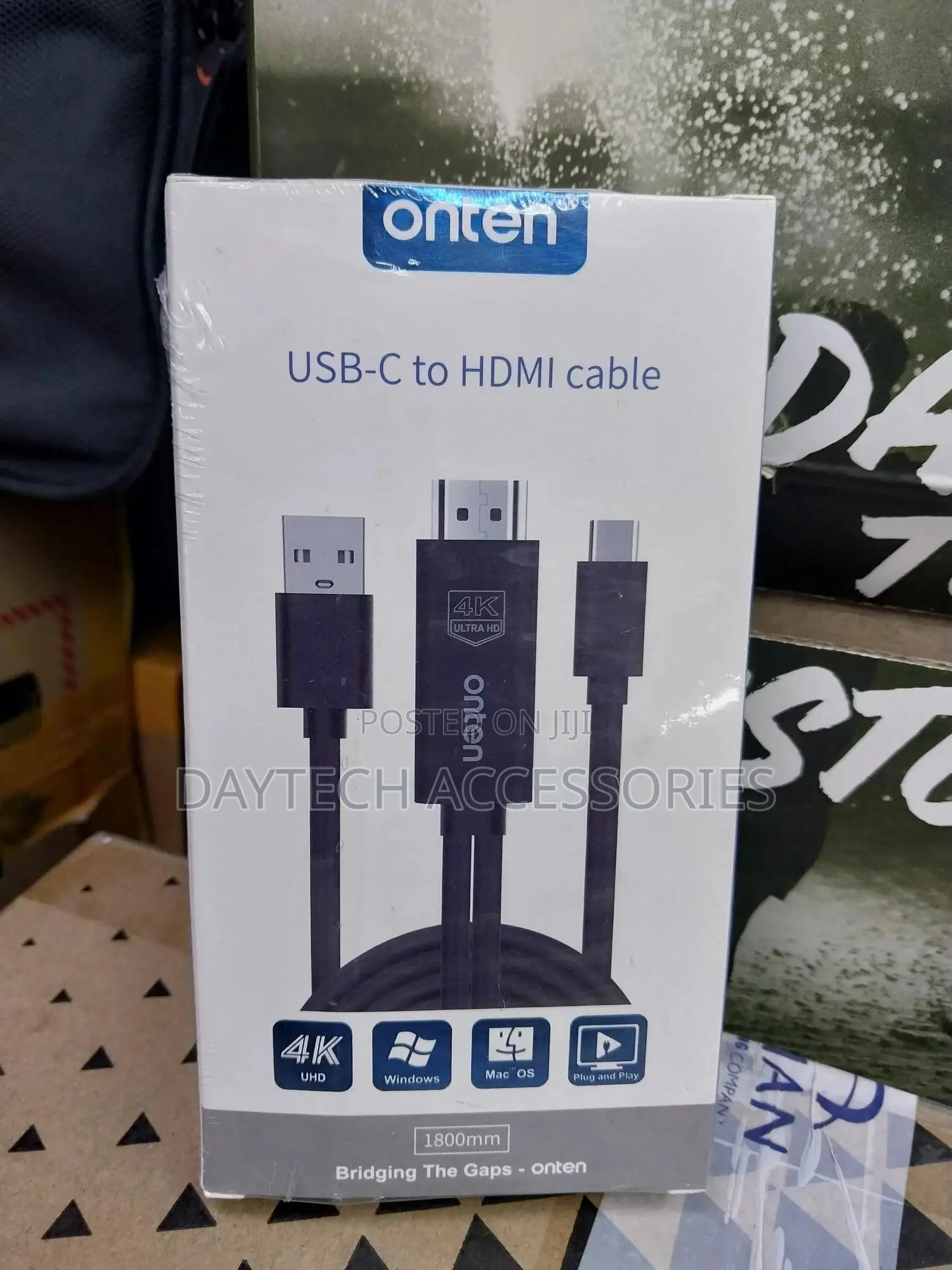 Onten Type-C Male to Hdmi Male Powered Hd Cable (1.8m)