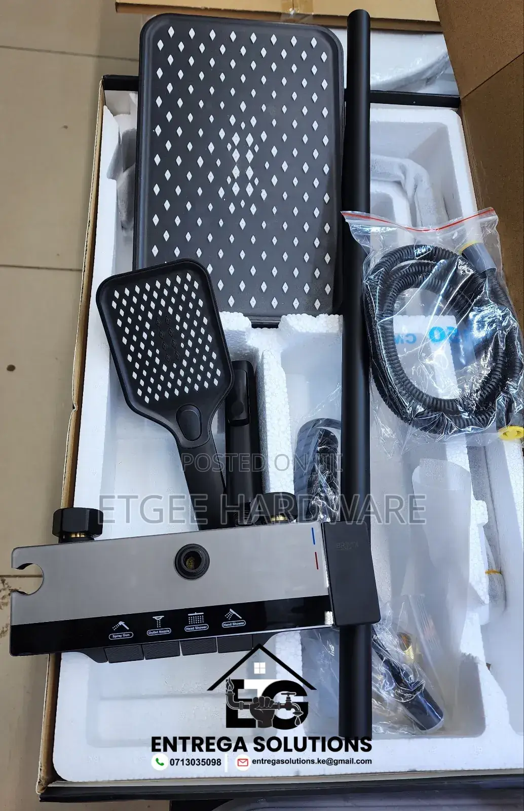 Piano Shower Mixer With Temperature Display Brimix Black