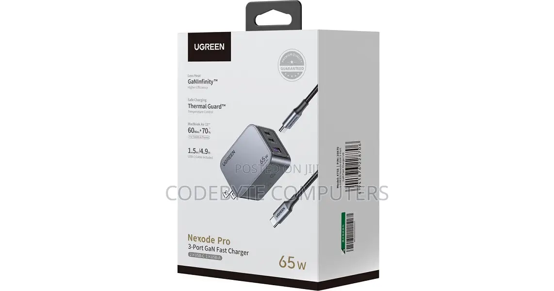 Ugreen Nexode Pro 65w 3-port Fast Charger +1.5m 100w Cable